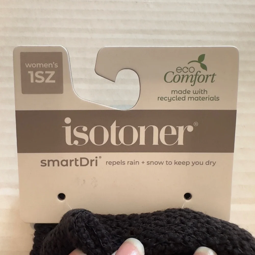 Isotoner Womens Eco Comfort smartDri smartTouch Black Knit Gloves A519K2 NEW - Picture 4 of 5